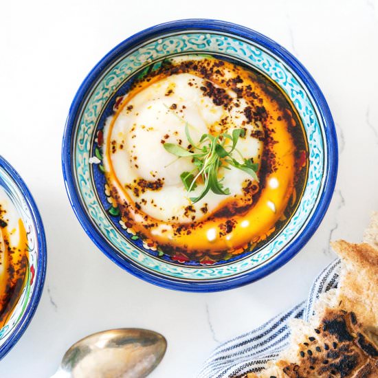 Turkish Eggs (Çilbir) - Recipe photo by honestlyyum