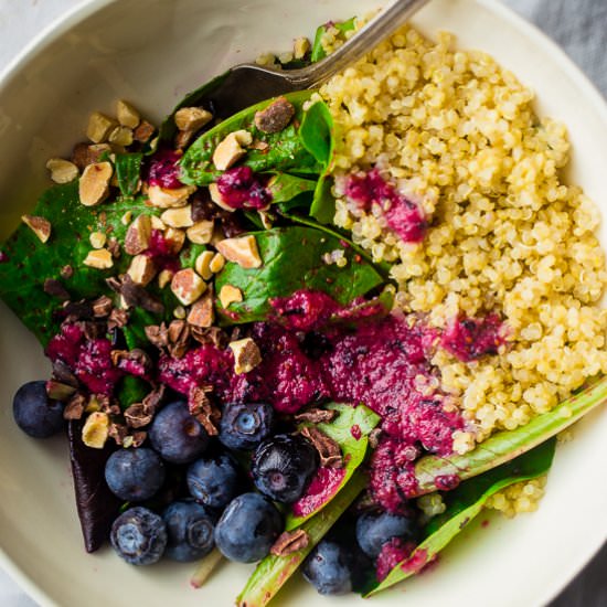 Vegan Blueberry Cacao Quinoa Salad - Recipe photo by foodfaithfitness