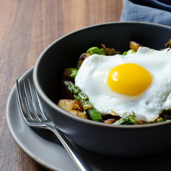 Potato, Fava Bean, and Asparagus Hash - Recipe photo by Chic Eats
