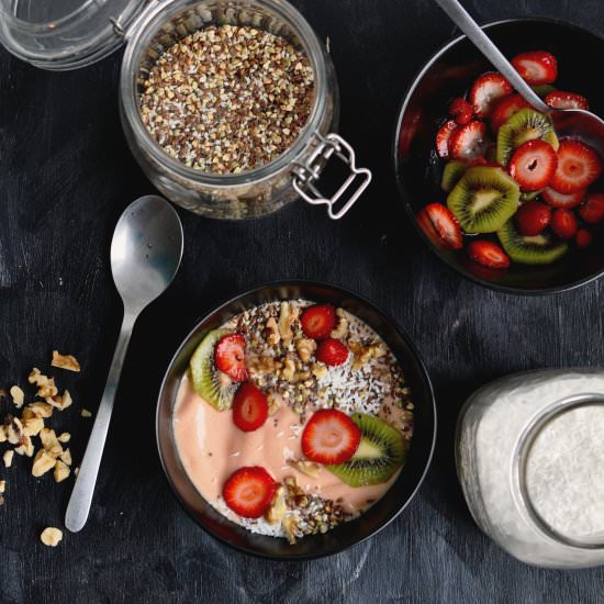 Mango and Strawberry Smoothie Bowl - Recipe photo by mysecondbreakfast