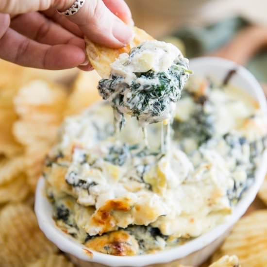 Creamy Cheesy Artichoke Spinach Dip - Recipe photo by EvilTwinKitchen