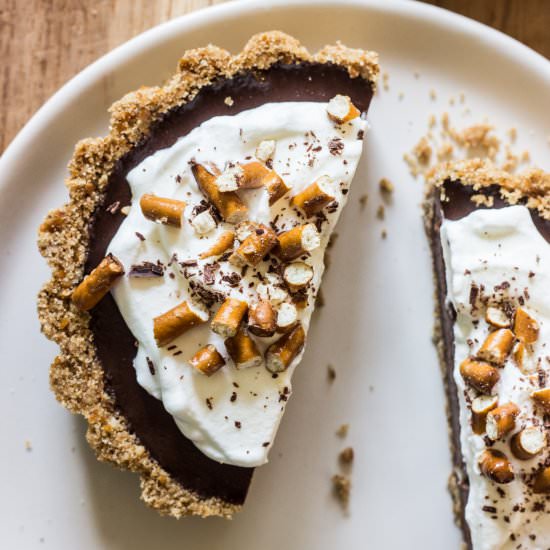 Chocolate Pretzel Milk Tarts - Recipe photo by thewholebite