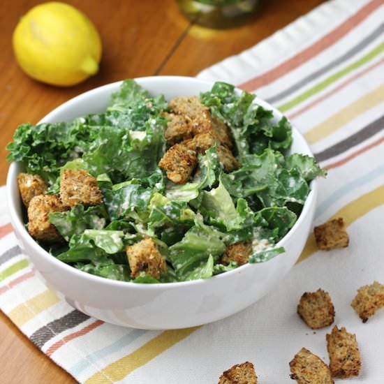 Vegan Kale Caesar Salad - Recipe photo by alittlesage