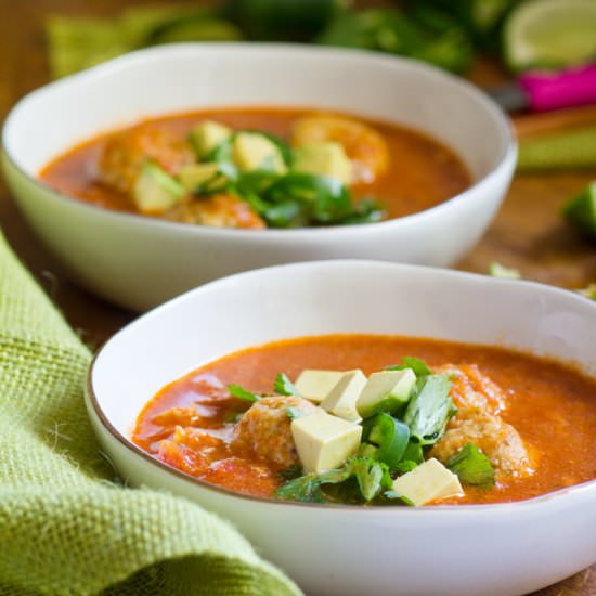 Matzah Ball Tortilla Soup - Recipe photo by WhatJewWannaEat