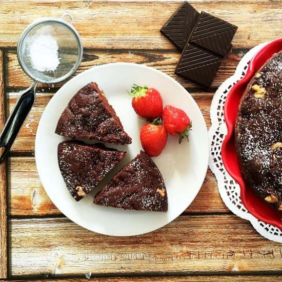 Vegan chocolate brownie cake - Recipe photo by mygorgeousrecipes