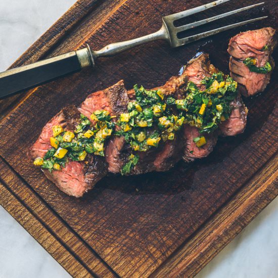 Hanger Steaks with Asparagus - Recipe photo by MillysKitchen