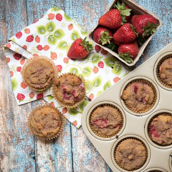 Roasted Strawberry Muffins - Recipe photo by thrivingonpaleo