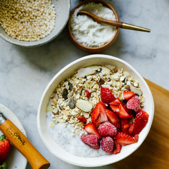 Swiss Muesli with Chia Yogurt - Recipe photo by wholeheartedeats