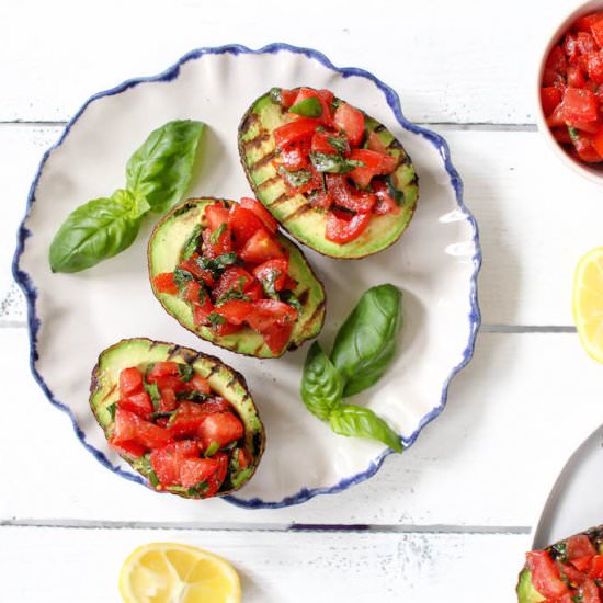 Grilled Avocado Bruschetta - Recipe photo by Heavenlynn Healthy
