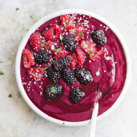 Beet + Berry Smoothie Bowls - Recipe photo by withfoodandlove