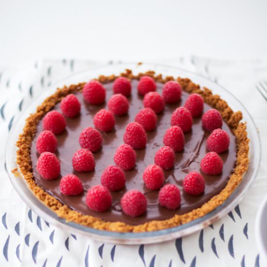 Chocolate Ganache Raspberry Pie - Recipe photo by cococakeland