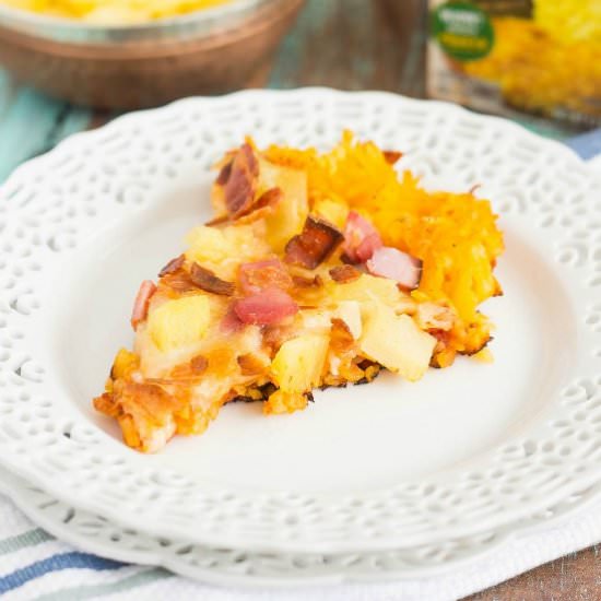Hawaiian Pizza with Hashbrown Crust - Recipe photo by pumpkinnspice