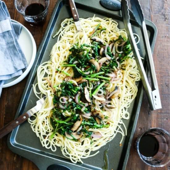 Shungiku Baby Bella Spaghetti - Recipe photo by culinarytribune