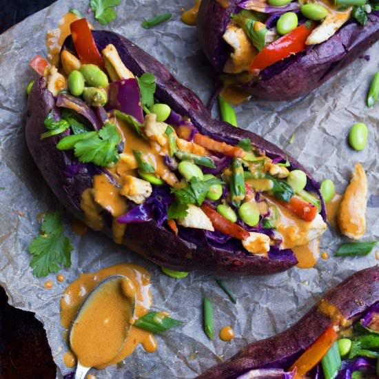 Thai Veggie Stuffed Sweet Potatoes - Recipe photo by wifemamafoodie