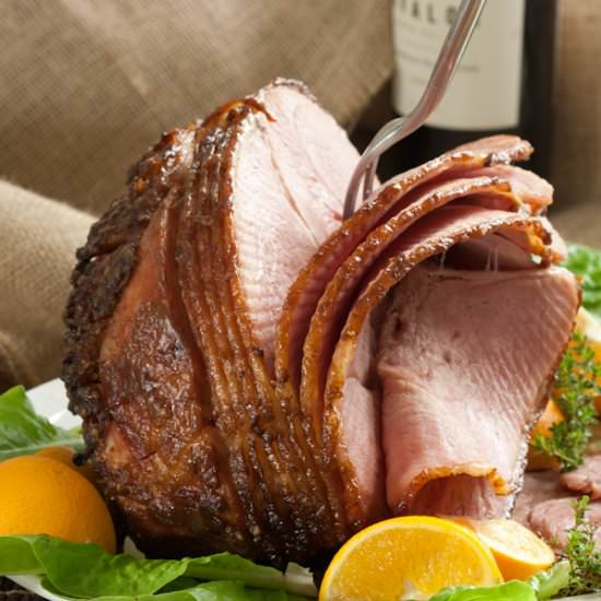 Bourbon and Brown Sugar Glazed Ham - Recipe photo by What A Girl Eats