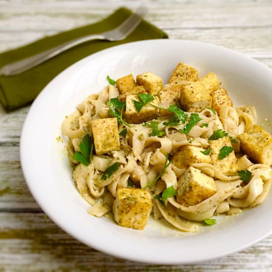 Tofu Pesto Shirataki - Recipe photo by LaurenPincusRD