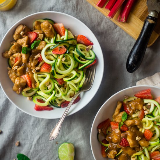 Strawberry Rhubarb Chicken Stir Fry - Recipe photo by foodfaithfitness