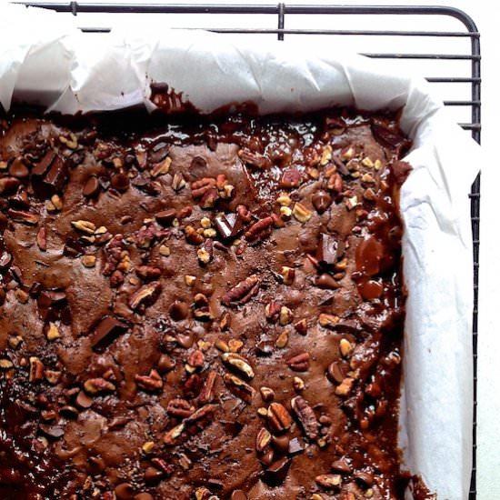 Salted Caramel Turtle Brownies - Recipe photo by bakeandtell