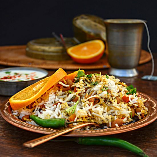BLACK EYED BEAN CARROT BIRYANI - Recipe photo by Anu@MyGingerGarlicKitchen