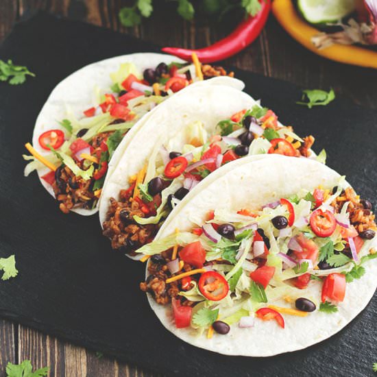 Vegan 7 Layer Tacos - Recipe photo by ilovevegan