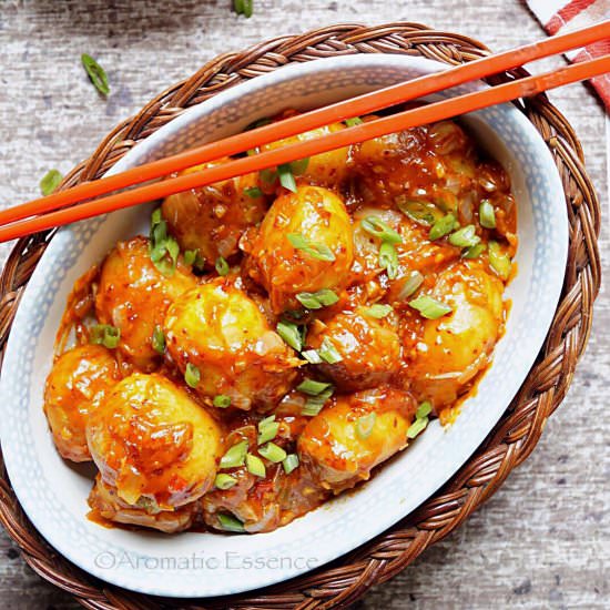 Schezwan/Sichuan baby potatoes - Recipe photo by Aromatic Essence