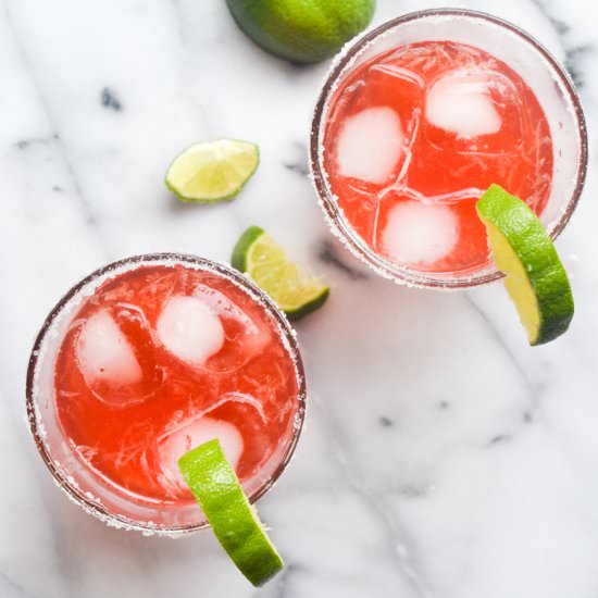 Strawberry Rhubarb Margaritas - Recipe photo by warmvanillasugar