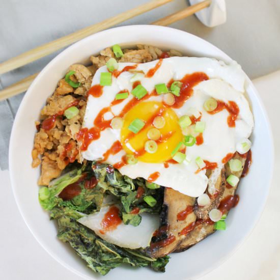 Chicken Bok Choy Mushroom Rice Bowl - Recipe photo by aSipofBliss
