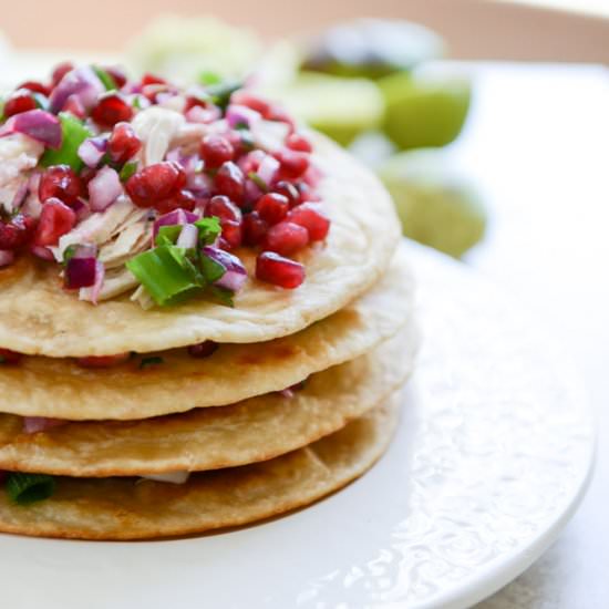 Chicken Tostadas & Pom Lime Salsa - Recipe photo by HowSweetEats