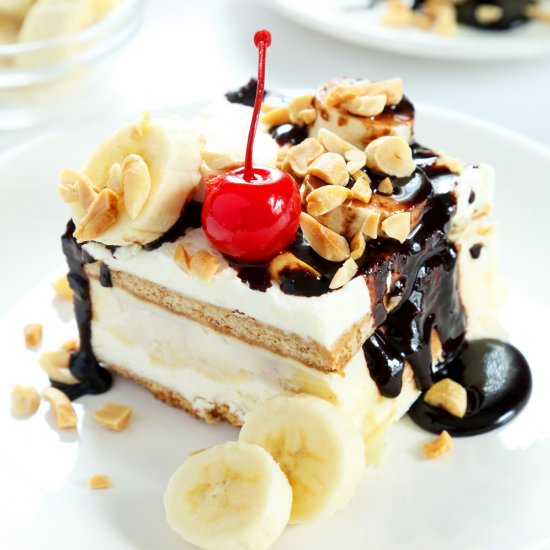 No Bake Banana Split Cake - Recipe photo by gfshoestring