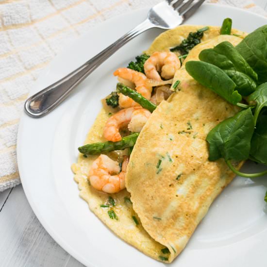 Prawn Asparagus Omelette - Recipe photo by WhittyPaleo