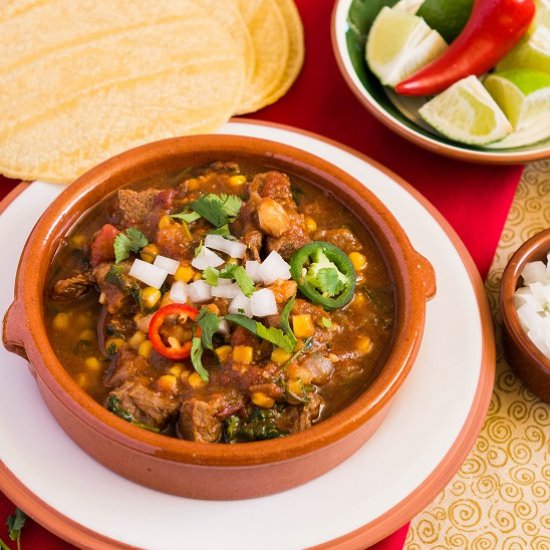 Smoky Beef & Hominy Stew - Recipe photo by boastfulfood