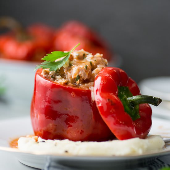 Beef and Rice Stuffed Peppers - Recipe photo by foodsmartmom
