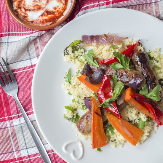 Spiced Sausages & Harissa Couscous - Recipe photo by foodandfitnessalways