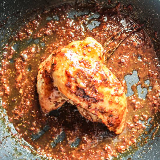 Maple-Mustard Glazed Chicken - Recipe photo by Lisa G Cooks