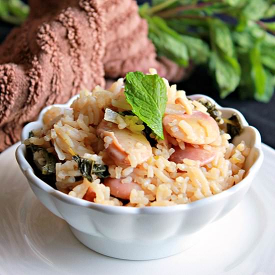 Double Beans And Mint Pilaf - Recipe photo by Aromatic Cooking