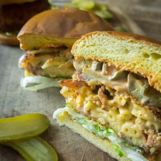Mac and Cheese Burgers - Recipe photo by Just Add Hot Sauce