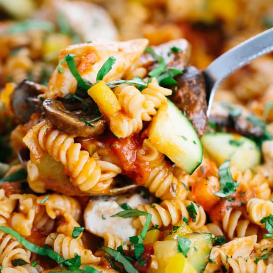 One Pot Chicken Cacciatore Pasta - Recipe photo by Jessica Gavin