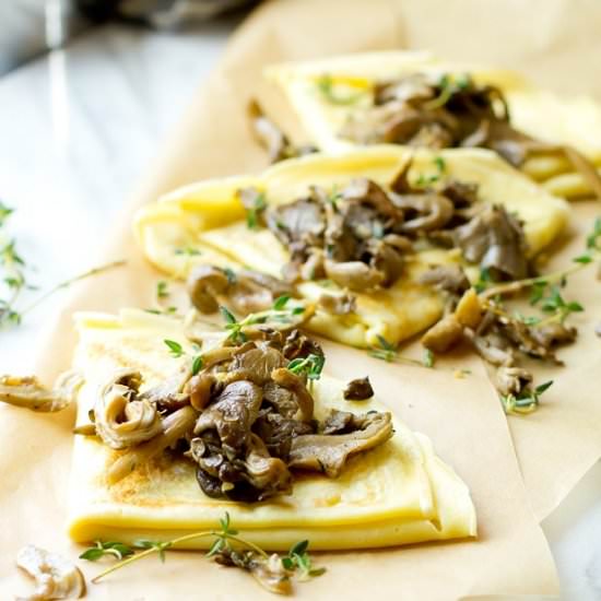Crepes with Mushrooms and Gruyere - Recipe photo by TheGourmetGourmand