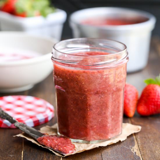 Strawberry Rhubarb Chia Jam - Recipe photo by bakerita