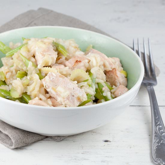 Salmon and Flat Bean Risotto - Recipe photo by ohmydish