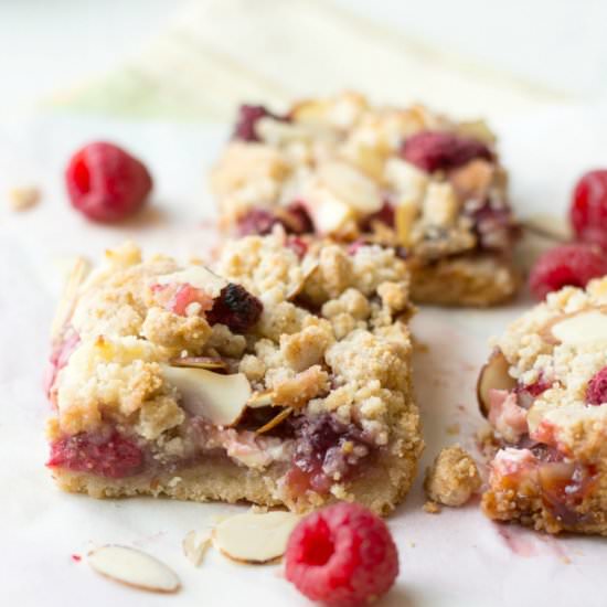 Raspberry Cream Cheese Crumble Bars - Recipe photo by Fearless Dining