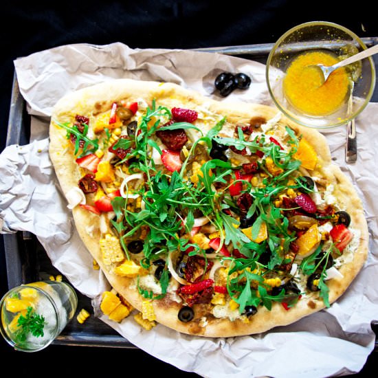 Corn Cream Cheese Flatbread - Recipe photo by Anu@MyGingerGarlicKitchen