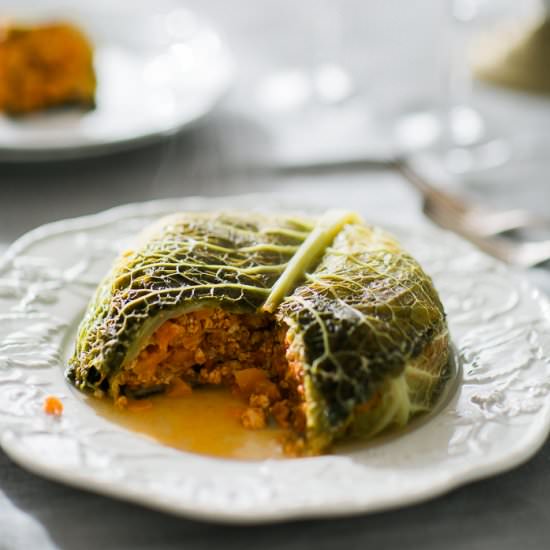 Savoy cabbage & chicken Tart - Recipe photo by suvellecuisine