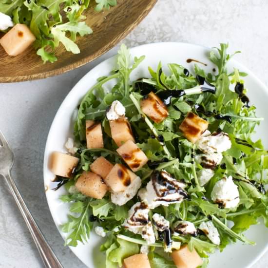 Arugula, Cantaloupe & Feta Salad - Recipe photo by Stuck on Sweet