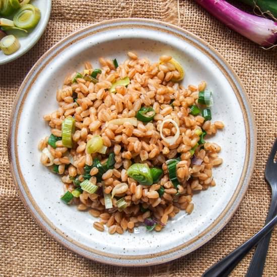 Green Garlic and Spring Onion Farro - Recipe photo by vermilionroots
