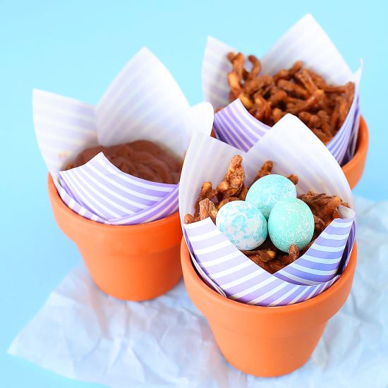 Robin's Nest Rice Crispy Treat Cups - Recipe photo by BakersPartyShop
