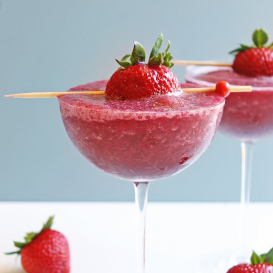 Strawberry Merlot Slushy Mocktail - Recipe photo by Rhubarbarians