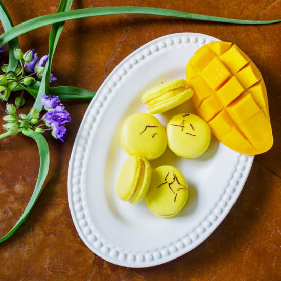 Saffron Mango Macarons - Recipe photo by Elegant Meraki