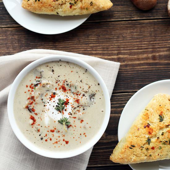 Mushroom Soup & Savoury Herb Scones - Recipe photo by ilovevegan