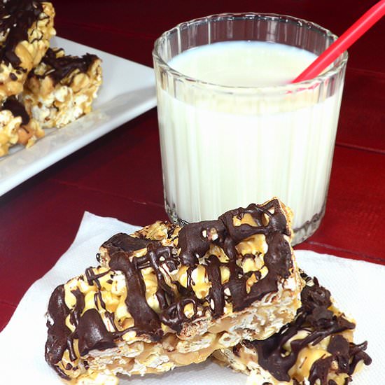 Chocolate Caramel Popcorn Bars - Recipe photo by dana@todayimight